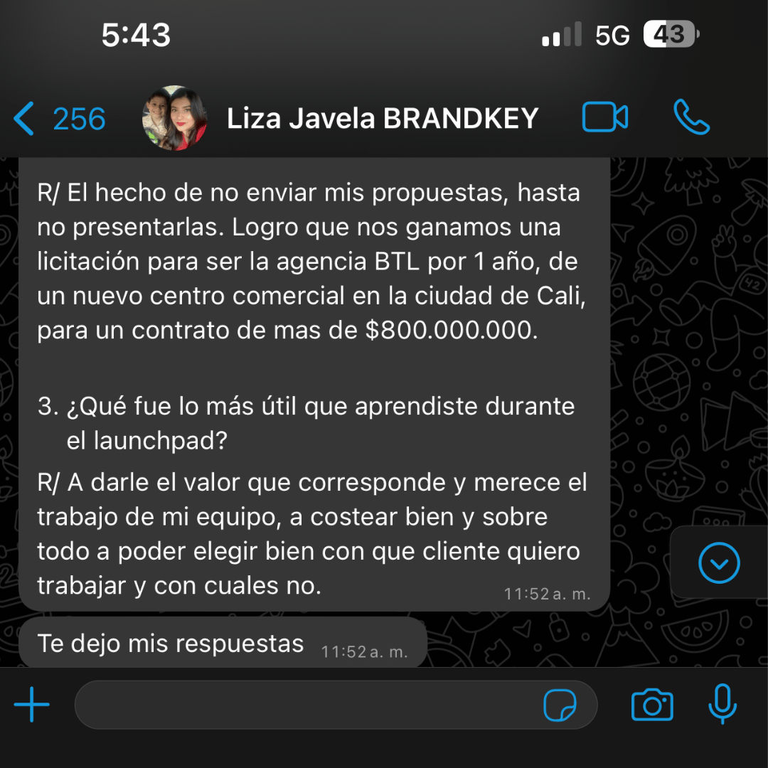 Captura de un resultado compartido por un cliente de Despega Pro